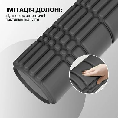 Масажний ролик WCG K3 Premium Foam Roller 42 см, чорний, 3D рельєф, EVA, до 200 кг