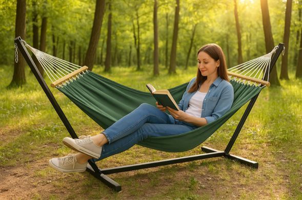 Двомісний гамак з планкою Hygge хакі XXL 200х150&nbsp;WCG