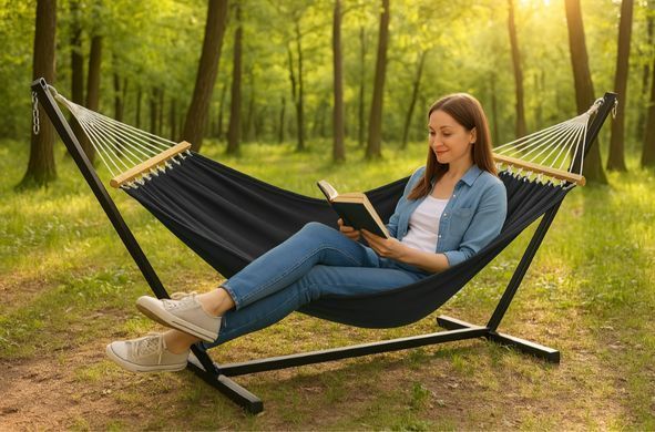 Двухместный гамак с планкой Hygge серый XXL 200х150 WCG