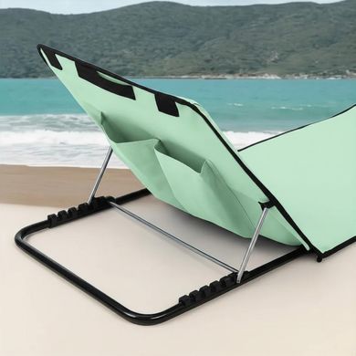 Шезлонг-матрас пляжный WCG 145&times;47&times;40 см с регулируемой спинкой, подушкой и сумкой, мятный