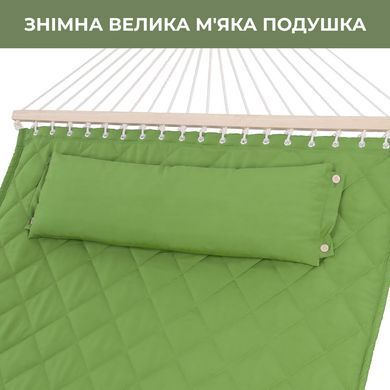 Двомісний гамак SOFT зелений XXL 200x140 з планками WCG