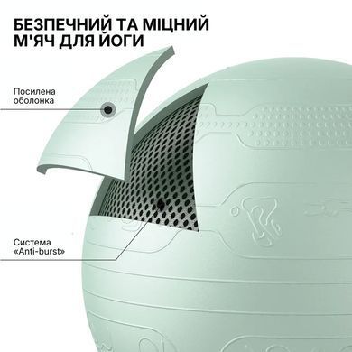 Мяч для фитнеса WCG Balance Pro 65 см Anti-Burst до 500 кг с насосом, фитбол для йоги, пилатеса и беременных, светло-зеленый