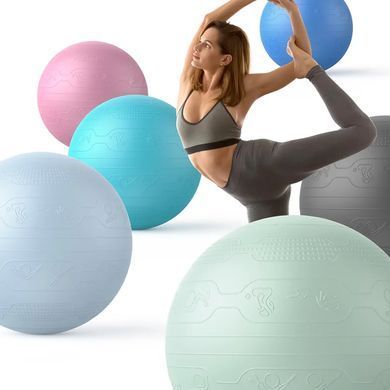 Мяч для фитнеса WCG Balance Pro 65 см Anti-Burst до 500 кг с насосом, фитбол для йоги, пилатеса и беременных, светло-зеленый