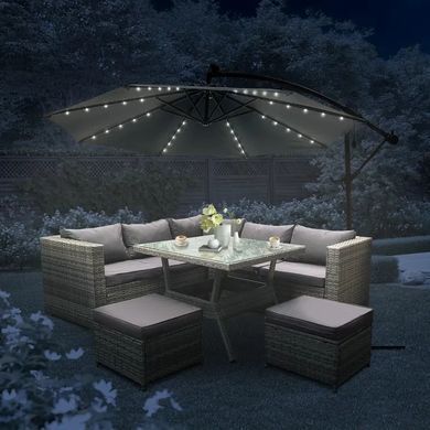 Парасоля садова з LED підсвічуванням 3м Коричневий + чохол WCG