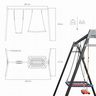 Каркас для детских качелей WCG 2 Elite 60х60 Play Frame Двухместная