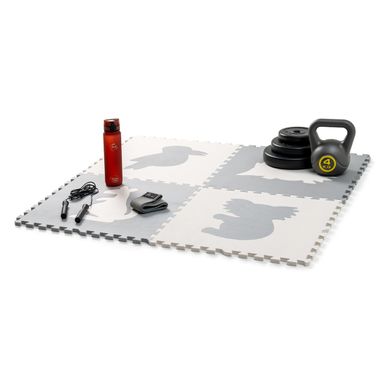 Мат-пазл дитячий килимок-пазл WCG EVA 60х60х1,5 cm - 9 частин Звірятка, серый