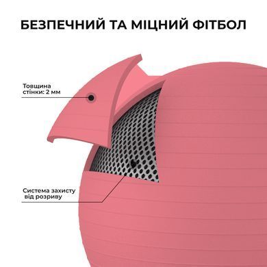 М'яч для фітнесу (фітбол) WCG 65 Anti-Burst 250кг Персиковий + насос