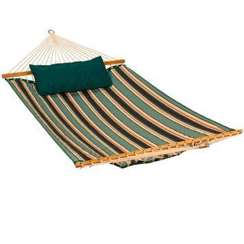 Гамак із планкою Siesta Green XXL 200х150 WCG Стьобана тканина + подушка