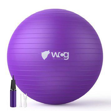 М&rsquo;яч для фітнесу WCG Balance Pro 65 см Anti-Burst до 500 кг з насосом, фітбол для йоги, пілатесу та вагітних, фіолетовий