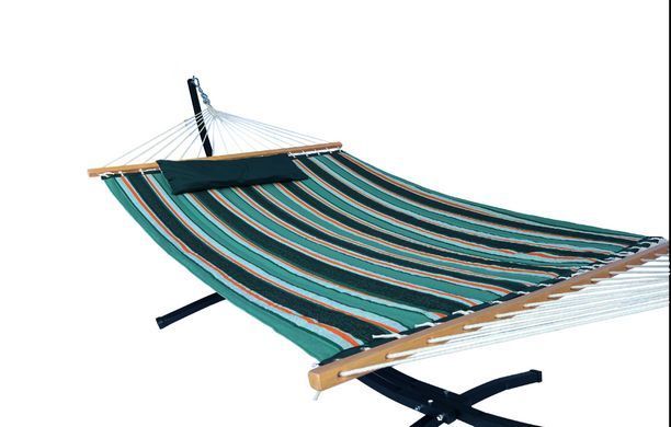 Гамак із планкою Siesta Green XXL 200х150 WCG Стьобана тканина + подушка