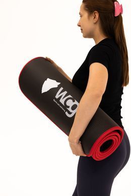 Килимок для йоги та фітнесу WCG ComfortLine NBR 10mm із захисним кантом та розміткою (чорний)