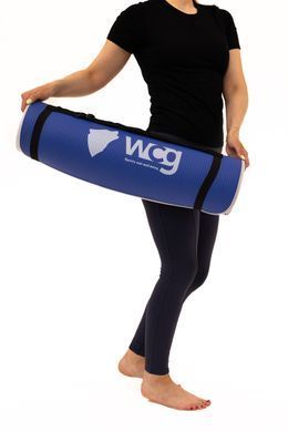 Килимок для йоги та фітнесу WCG ComfortLine NBR 10 mm із захисним кантом і розміткою (синій)