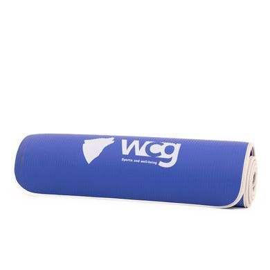 Килимок для йоги та фітнесу WCG ComfortLine NBR 10 mm із захисним кантом і розміткою (синій)